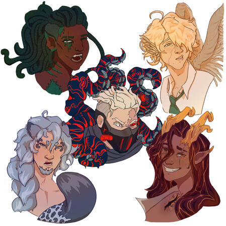 5 Coloured Headshots - £100 (£20 each)